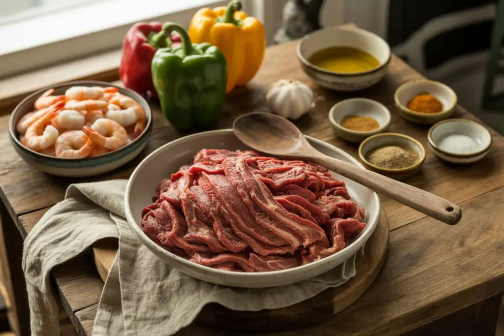 steak and shrimp fajita
