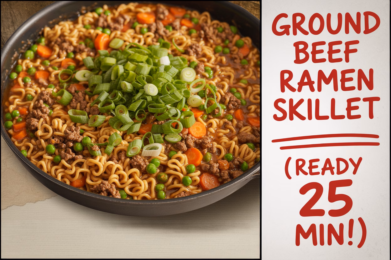 Flavorful Ground Beef Ramen Skillet
